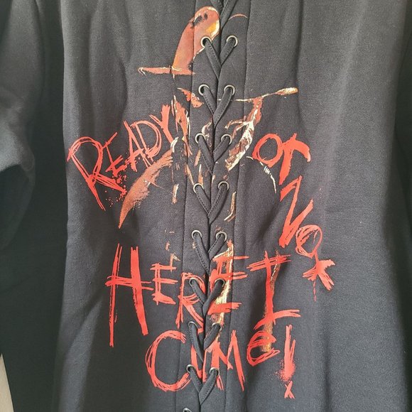 A Nightmare On Elm Street Halloween Lace Up Crewneck Sweater Plus Size 2X - Picture 3 of 6